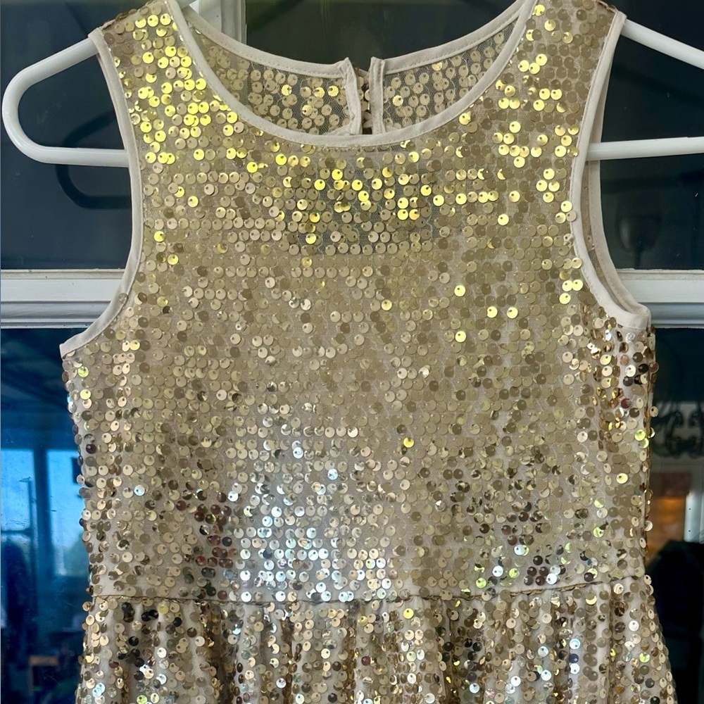 GB Girls Gold Sequin Fit & Flare Party Dress – Size 12